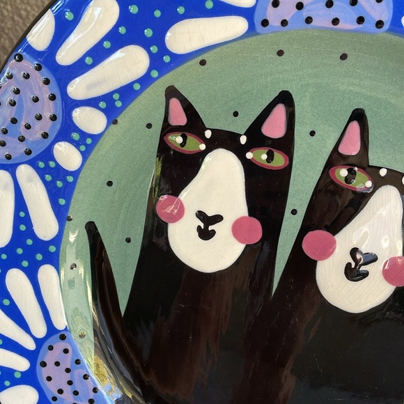 *HOST PICK* 2005 Sharon Bloom Designs 10.5” hand-painted/glazed plate,black cats - Picture 2 of 7